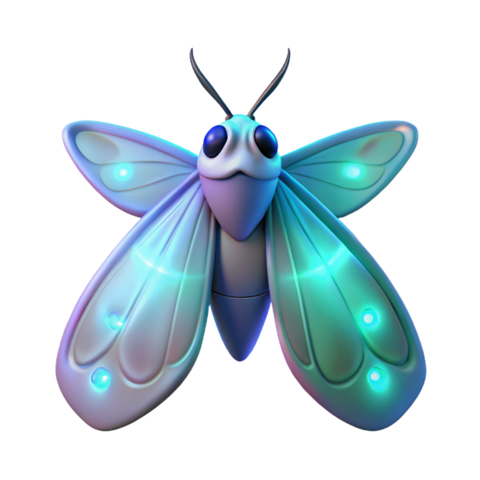 Glowing Insect Three Dimensional Model with Bioluminescent Features and Intricate Details png