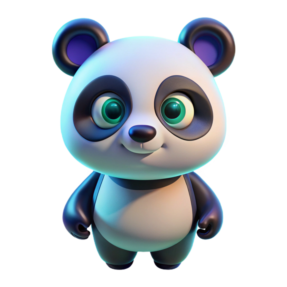 Adorable 3D Panda Cartoon - An adorable 3D render of a cartoon panda capturing its playful and endearing nature png