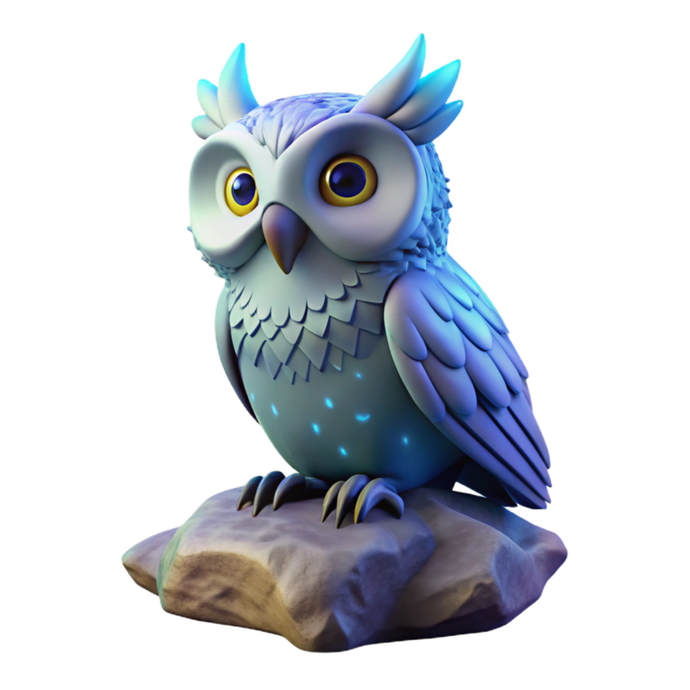 Glowing Owl on Rock in a Mesmerizing Three Dimensional Scene of Light png