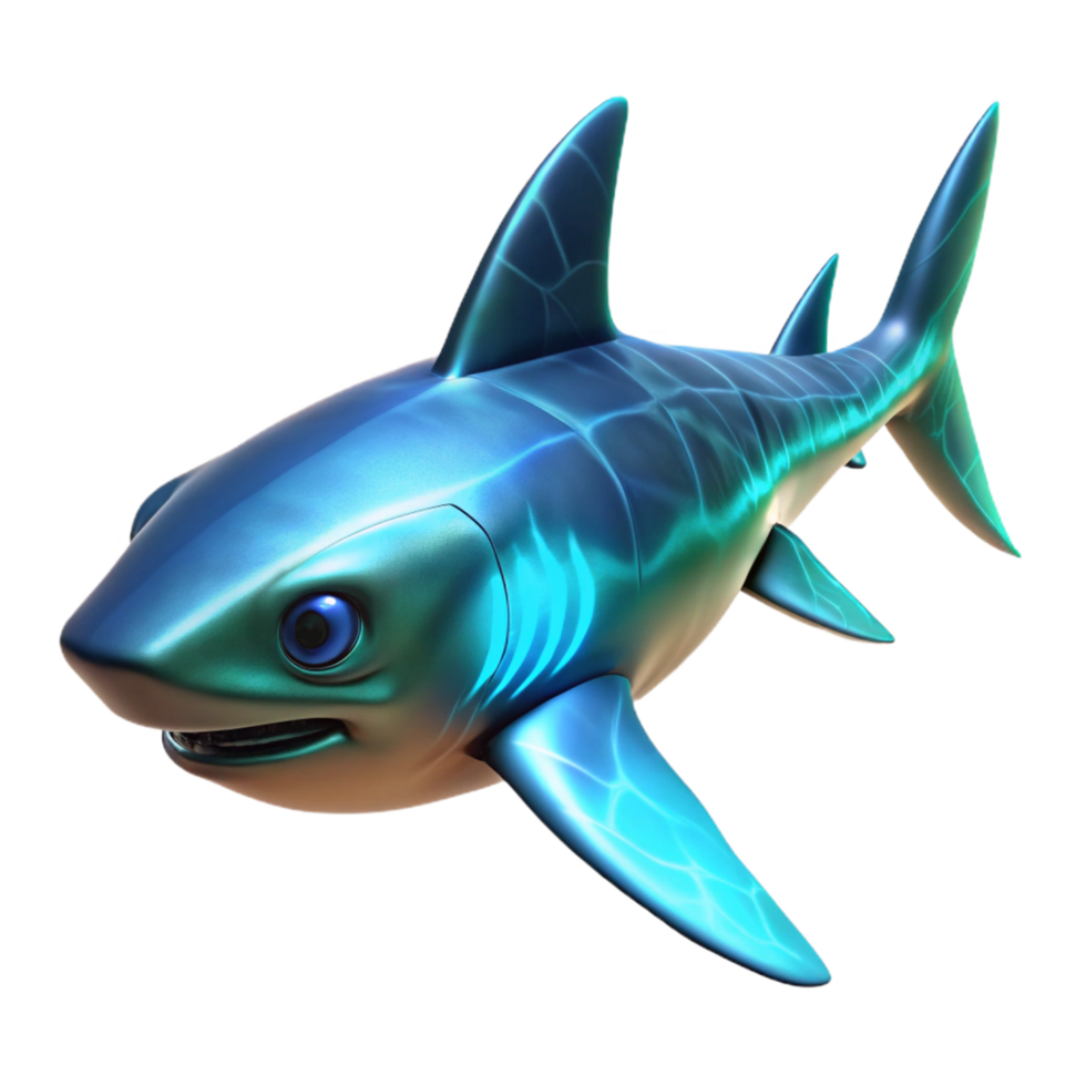 Cartoon Shark 3D Render - A whimsical 3D render of a cartoon shark with exaggerated features and playful expression png