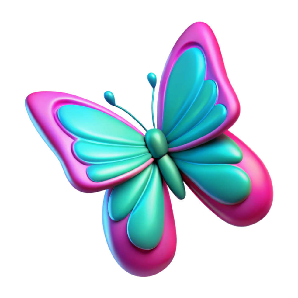Vibrant 3D Butterfly - A captivating 3D render of a butterfly with vibrant colors showcasing its delicate beauty and intricate design png