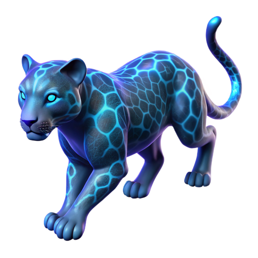 Glowing Big Cat in a Mesmerizing Three Dimensional Render of Wildlife png