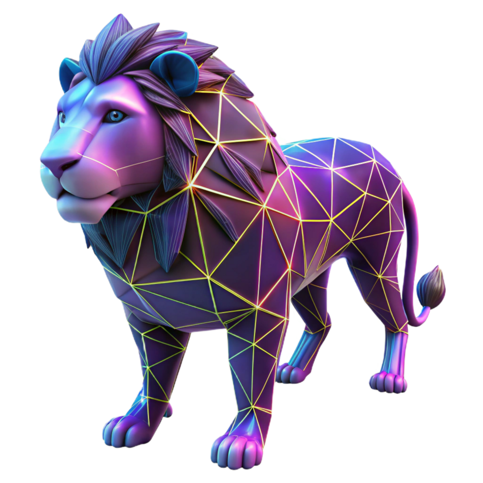 Geometric Lion Low Poly Art - A minimalist depiction of a lion designed in a low poly style capturing its regal presence and modern aesthetic png