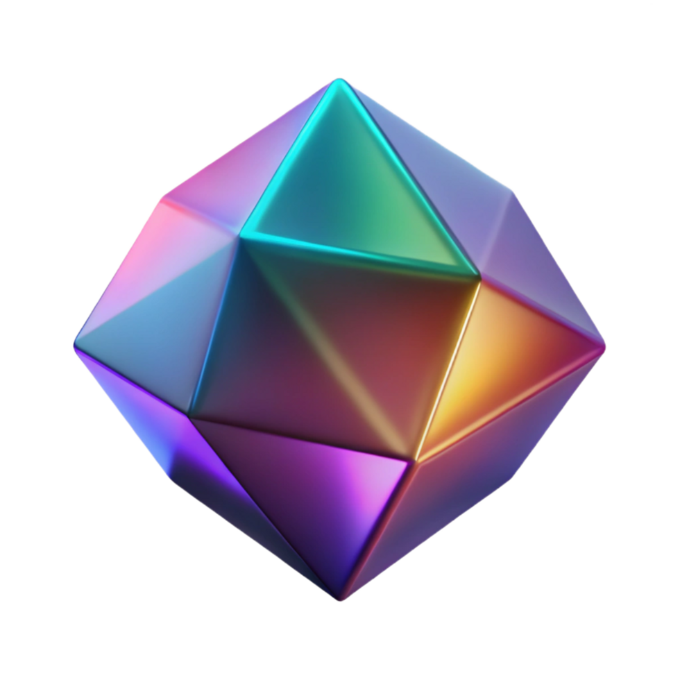 Iridescent Geometric Shape - A conceptual artwork featuring an iridescent geometric shape creating a dynamic and modern visual composition png
