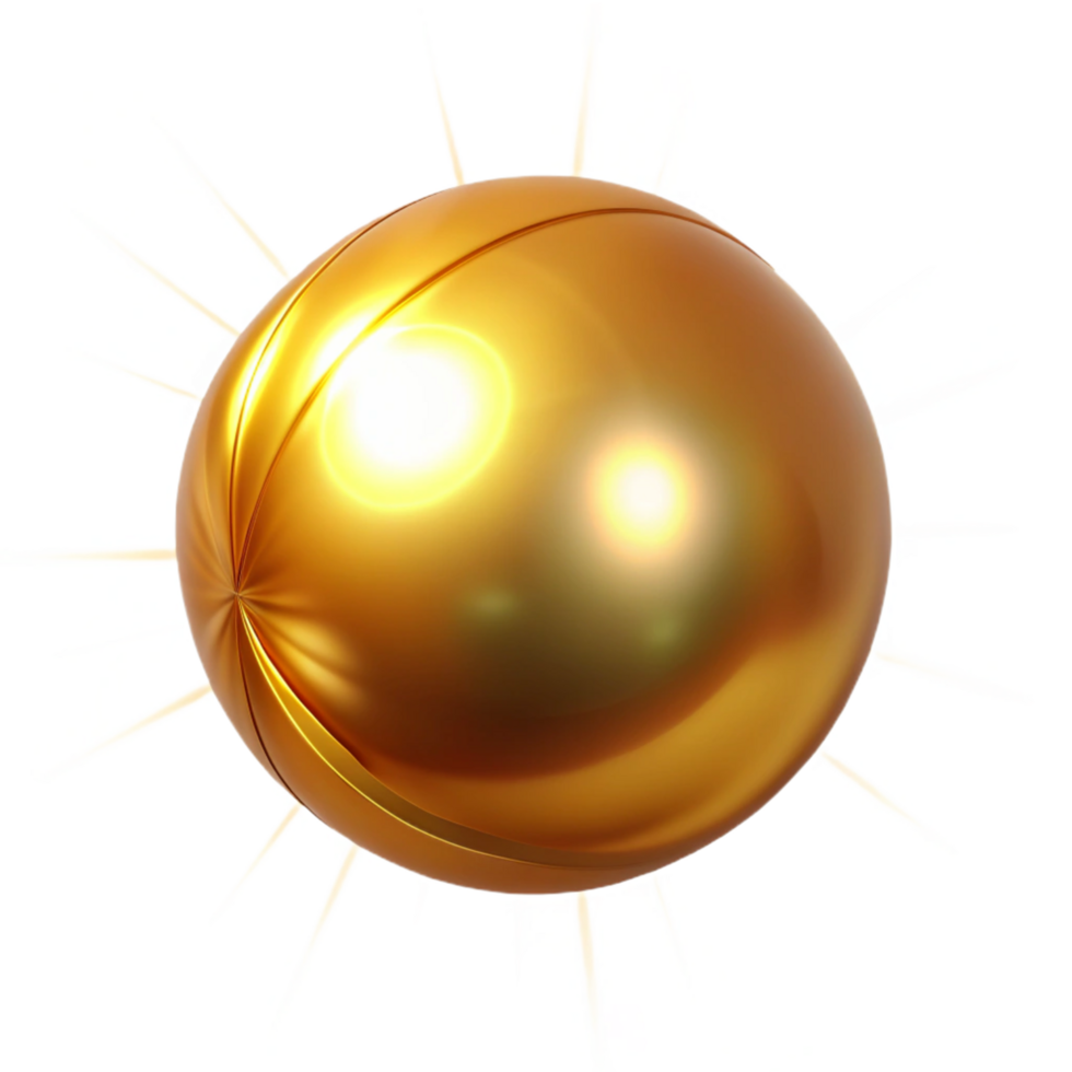 Golden Sphere with Rays in a Radiant Three Dimensional Scene of Design png