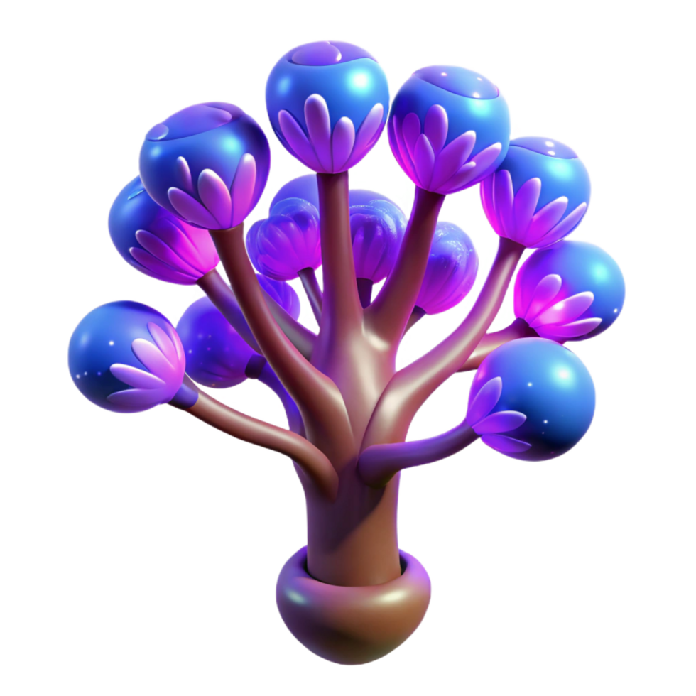 Glowing Purple Fantasy Tree in a Mesmerizing Three Dimensional Render of Nature png