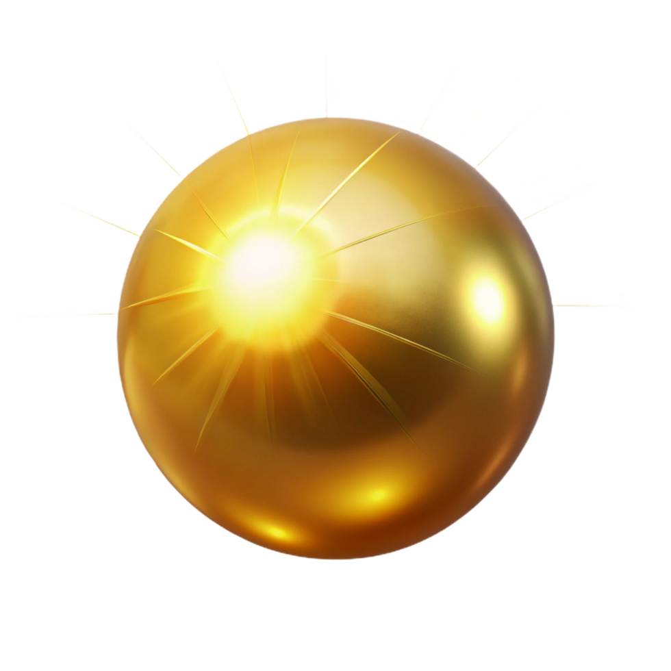 Golden Sphere Radiating with Brilliant Rays and Warm Glow png
