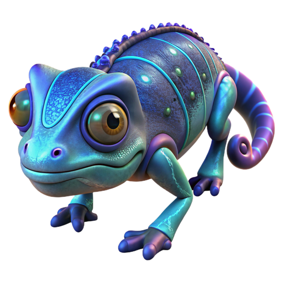 Vibrant Chameleon in a Colorful Three Dimensional Render of Nature png