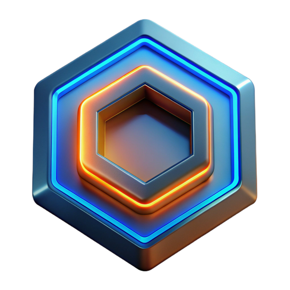Neon Hexagon in an Abstract Three Dimensional Design of Futuristic Beauty png