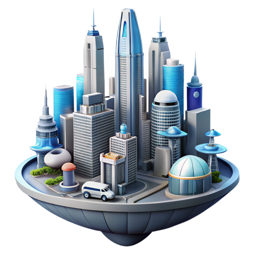 Futuristic Cityscape in an Urban Design Scene of Visionary Design png