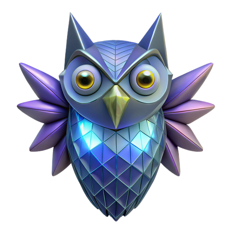 Geometric Owl in a Three Dimensional Model of Futuristic Design png