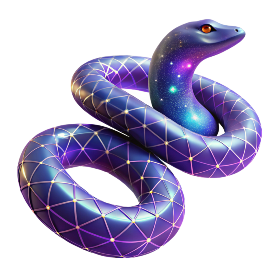 Cosmic Serpent Digital Art - A mystical digital artwork of a serpent with cosmic elements blending celestial themes with mythical creature design png