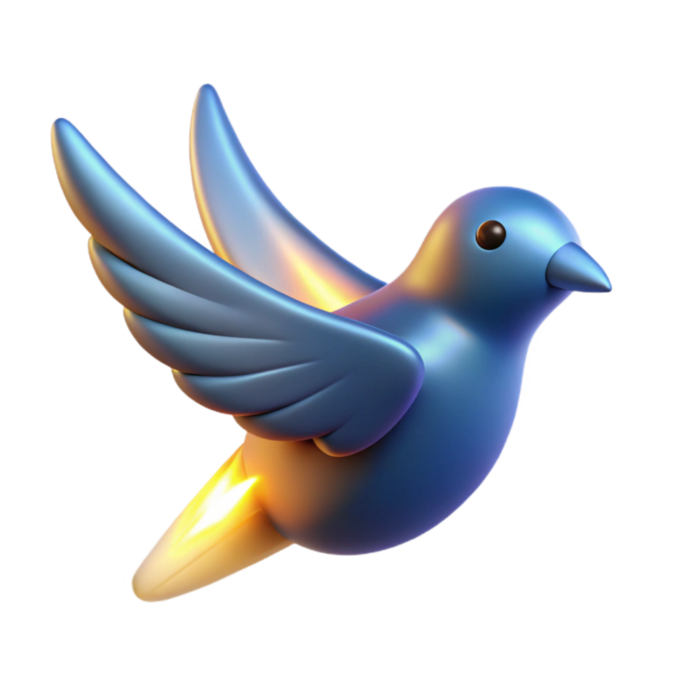 Graceful Three Dimensional Bird Soaring Through the Sky in a Captivating Digital Art Scene png