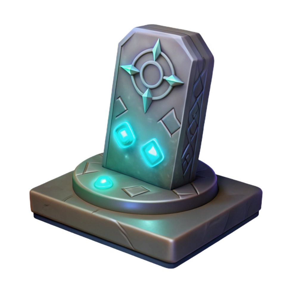 Glowing Stone Tablet as a Game Item in a Radiant Three Dimensional Scene of Design png