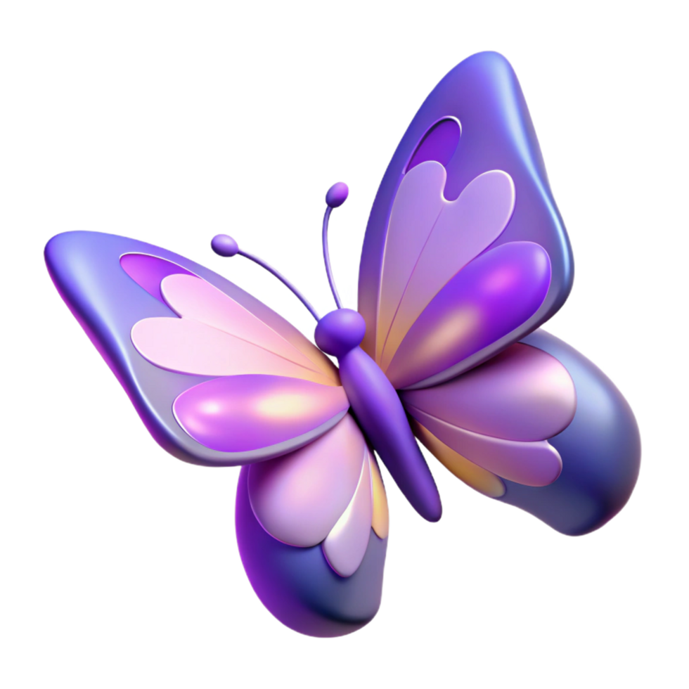 Purple Three Dimensional Butterfly Illustration with Vibrant Colors and Delicate Wings png
