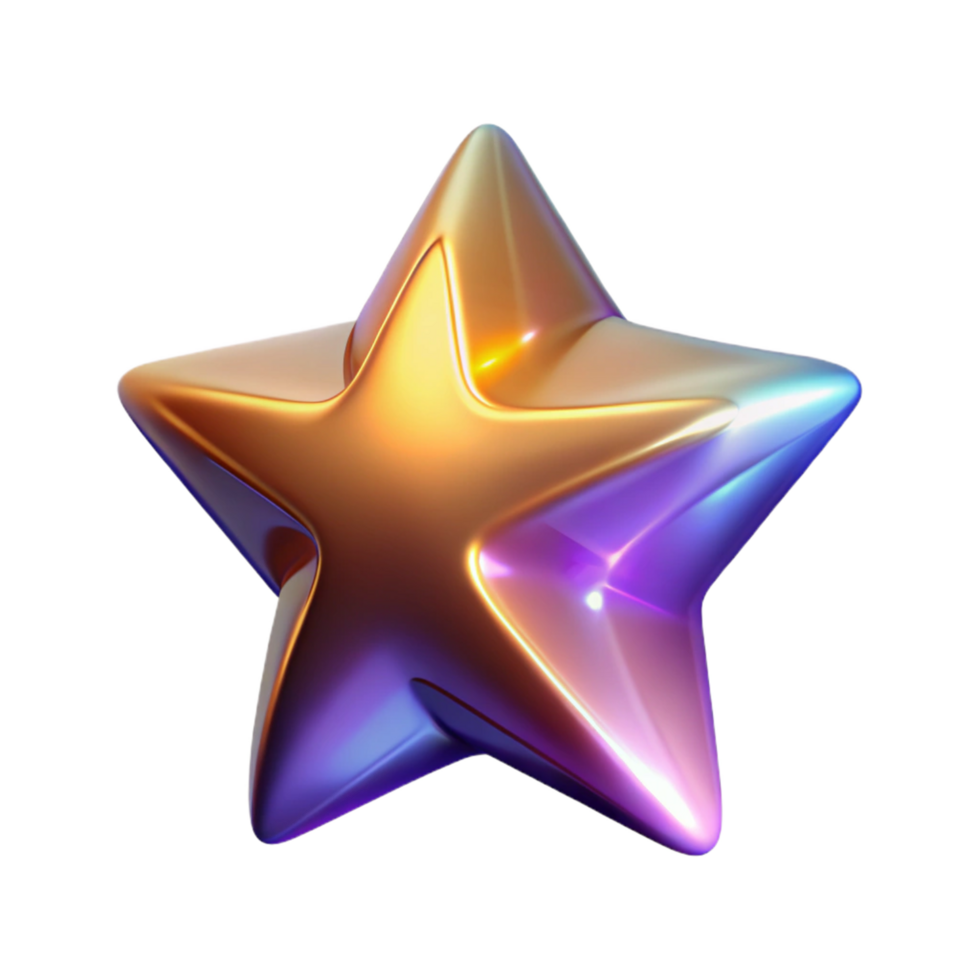 Iridescent Three Dimensional Star Render in a Captivating Scene of Cosmic Beauty png