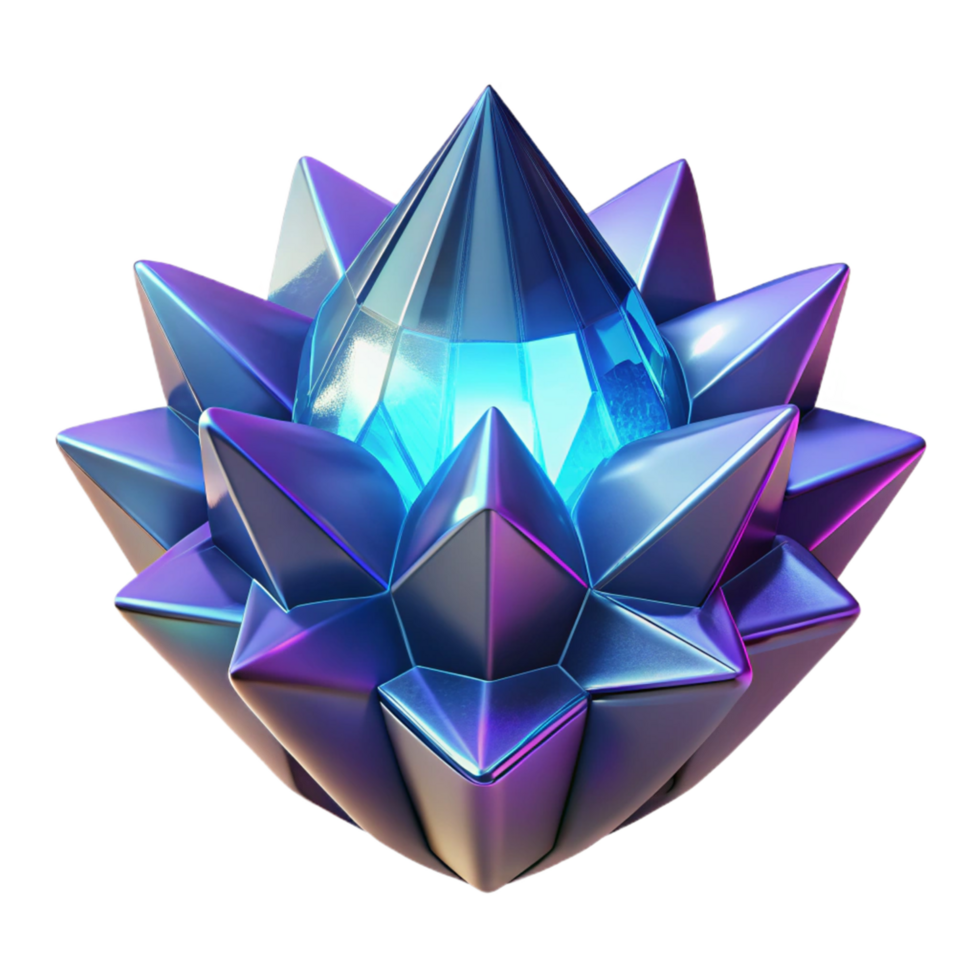 Radiant Crystal Cluster with Shimmering Facets and Prismatic Colors png