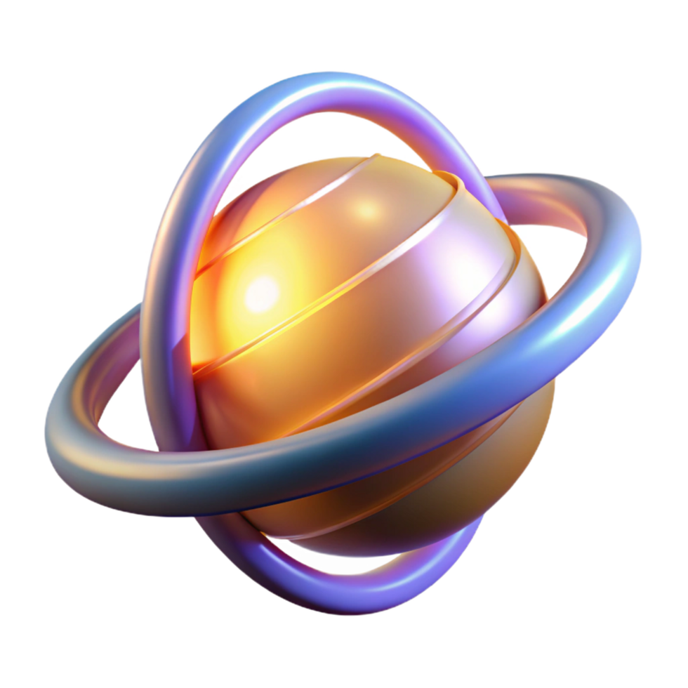 Abstract Orb with Rings - A conceptual artwork featuring an abstract orb with rings creating a dynamic and modern visual composition png