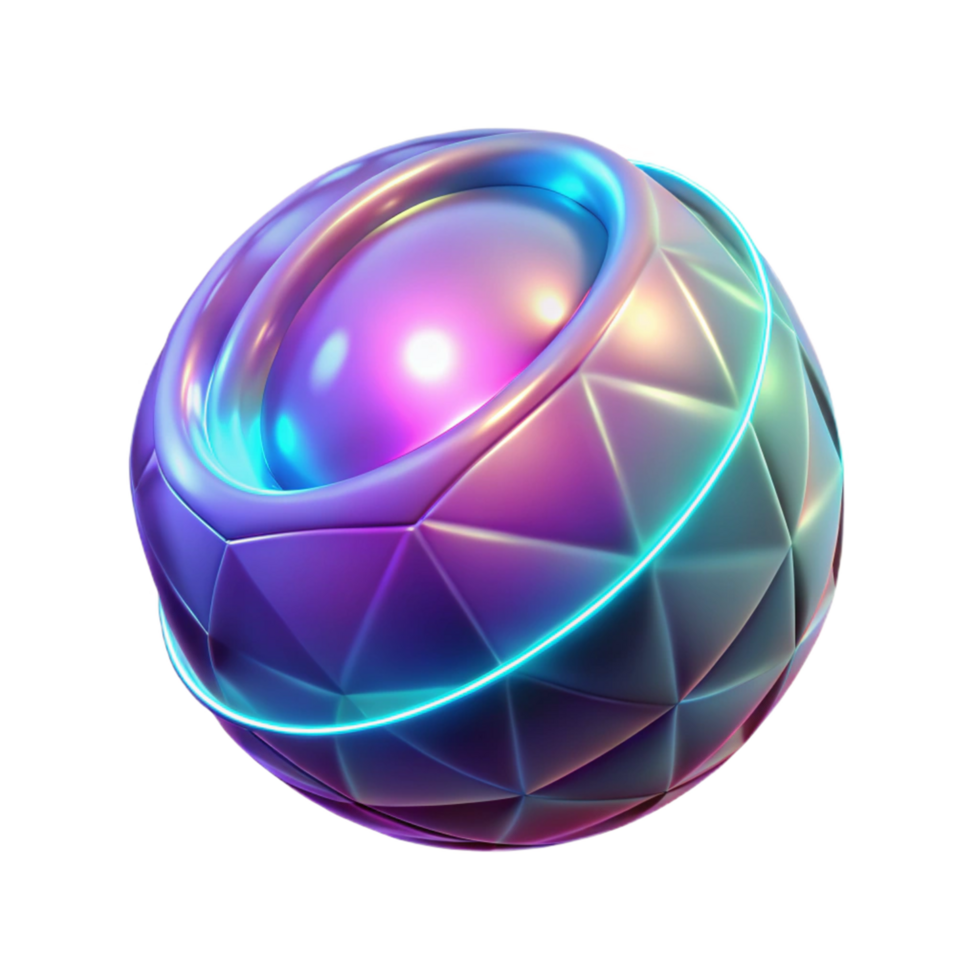 Abstract Neon Sphere in a Three Dimensional Render with Futuristic Design png