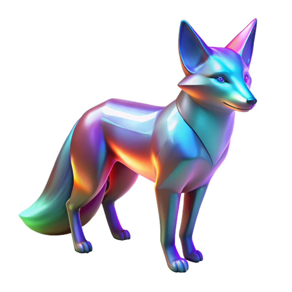 Iridescent Fox in a Digital Art Scene of Enchantment png