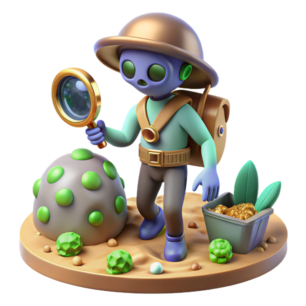 Alien Explorer on a Planet Expedition in a Sci-Fi Adventure png