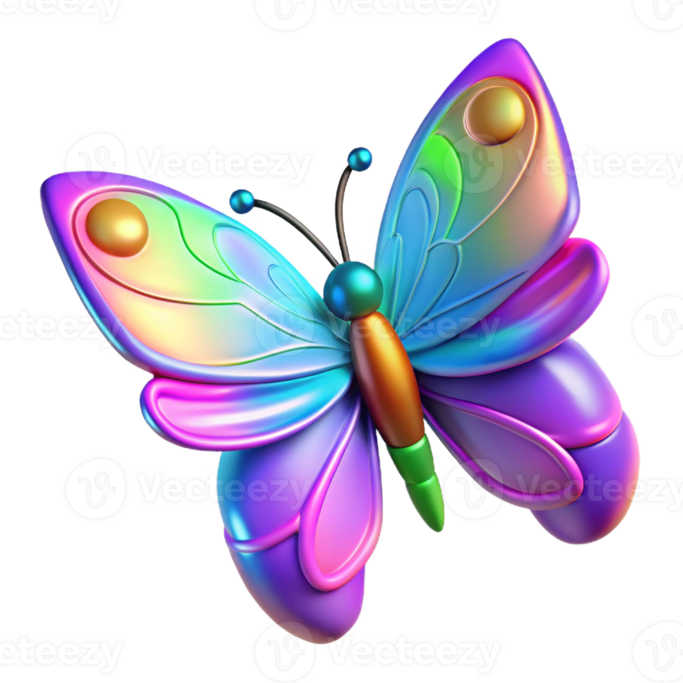 Rainbow Butterfly in a Three Dimensional Render of Nature's Beauty png