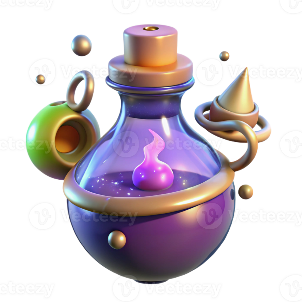 Magical Potion Bottle in a Three Dimensional Render of Enchantment png