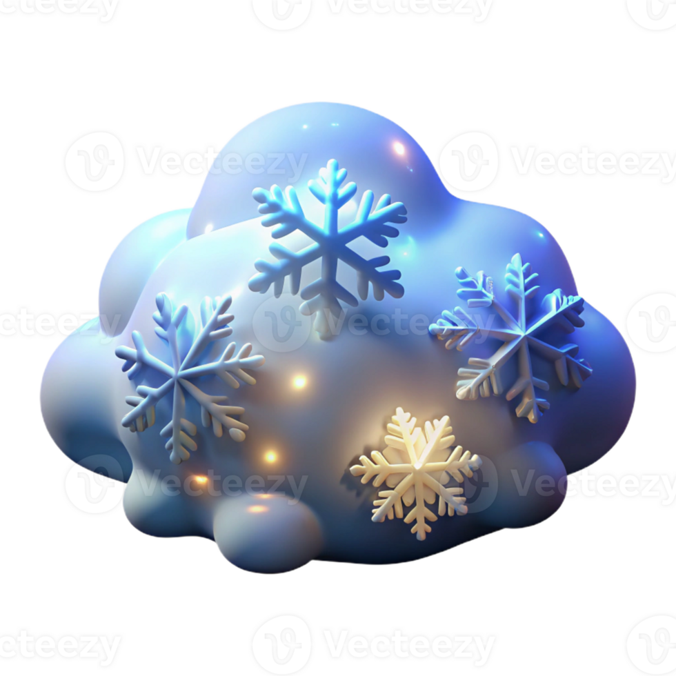 Snowy Cloud Three Dimensional Render in a Whimsical Scene of Nature png