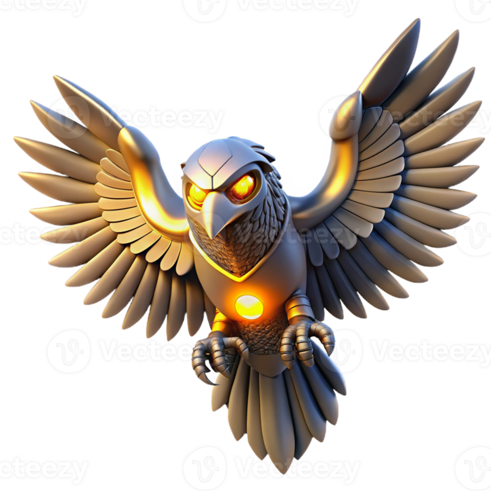 Mechanical Owl with Wings of Power in a Dynamic Three Dimensional Scene png