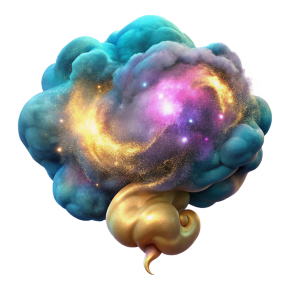 Cosmic Nebula Cloud Render Abstract Background of Celestial Galaxy Swirl and Golden Element png