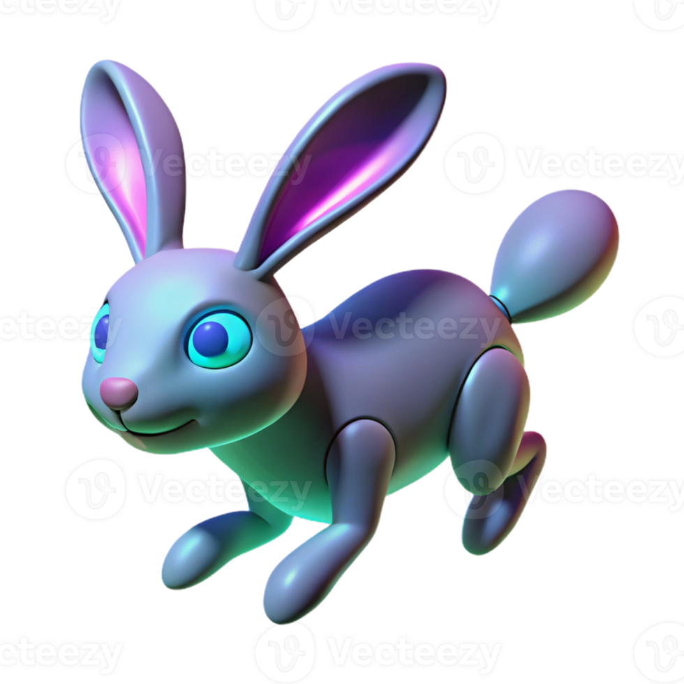 Cute Three Dimensional Bunny Model with Playful Expression and Realistic Texture png