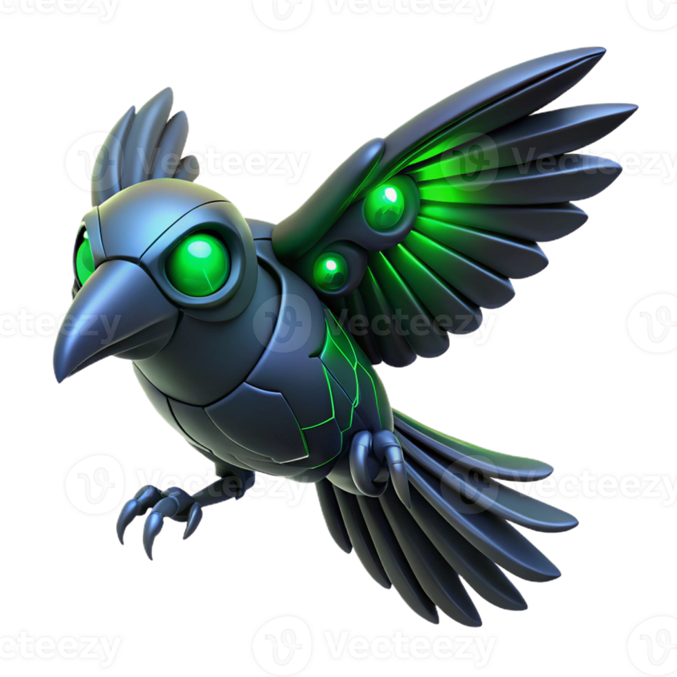 Cybernetic Bird in a Mechanical Avian Flight in a Futuristic Three Dimensional Scene png