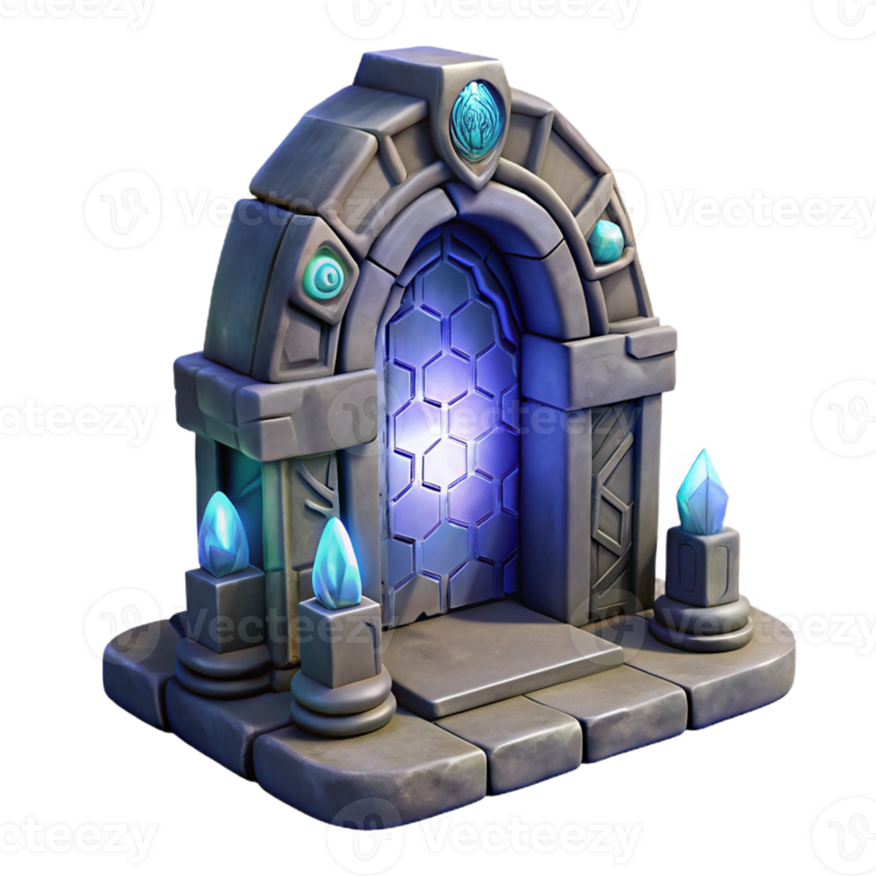Mystical Stone Portal with Enchanting Elements and Celestial Design png