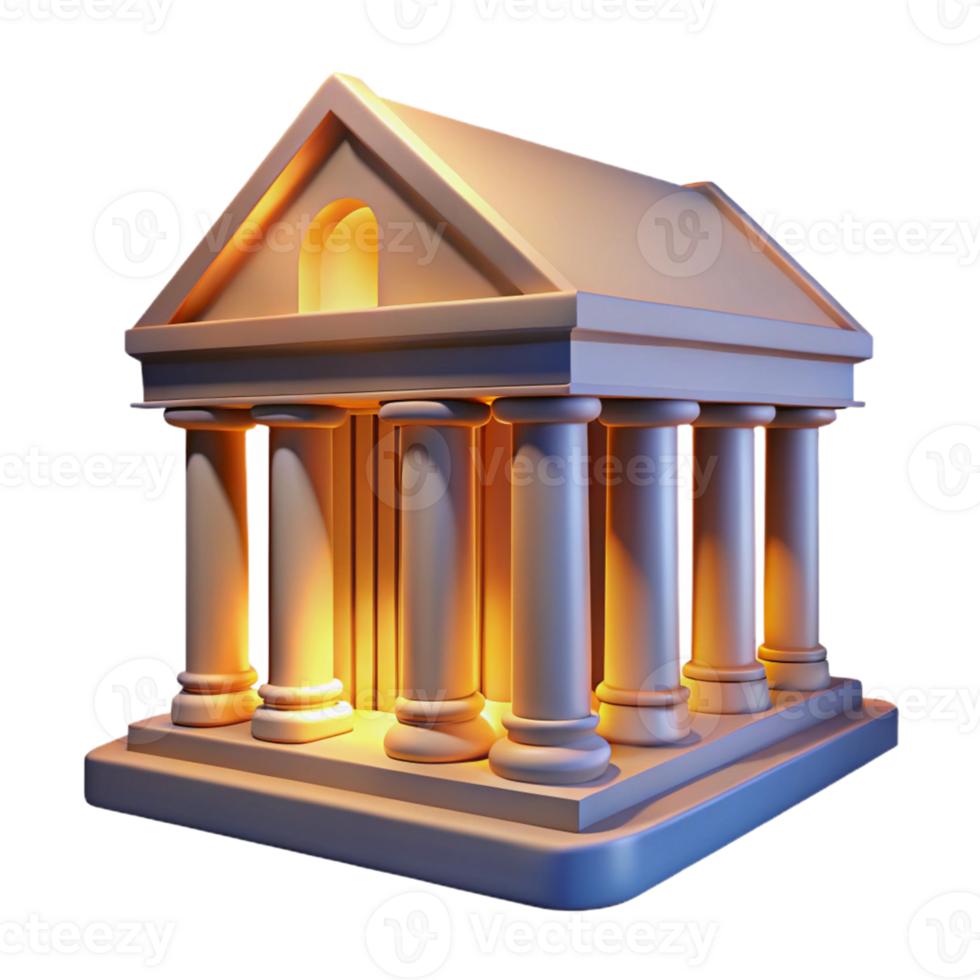 Ancient Temple Three Dimensional Model in a Majestic Scene of Historical Design png