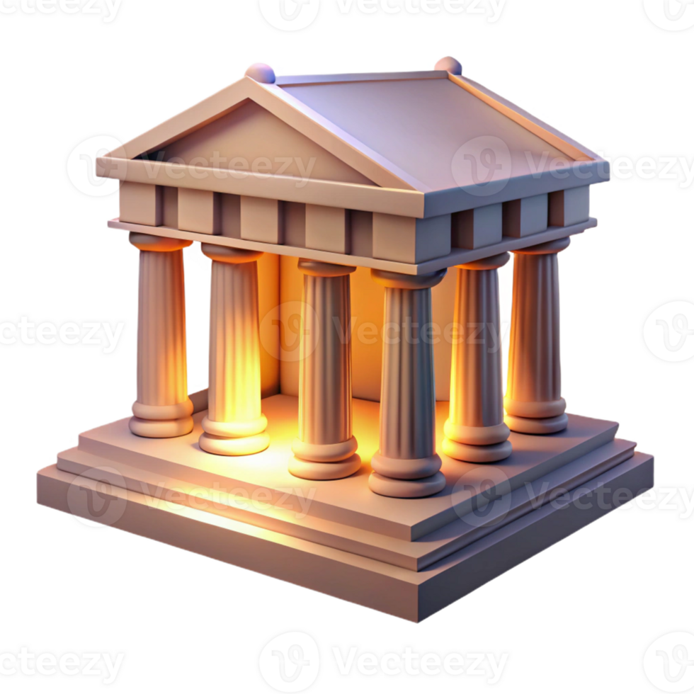 Classical Temple Three Dimensional Model in a Majestic Scene of Historical Design png
