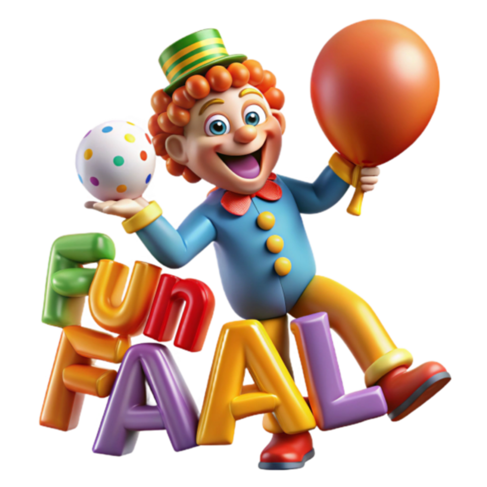 Joyful 3D Clown Illustration Fun Fair Festive Cartoon Character png