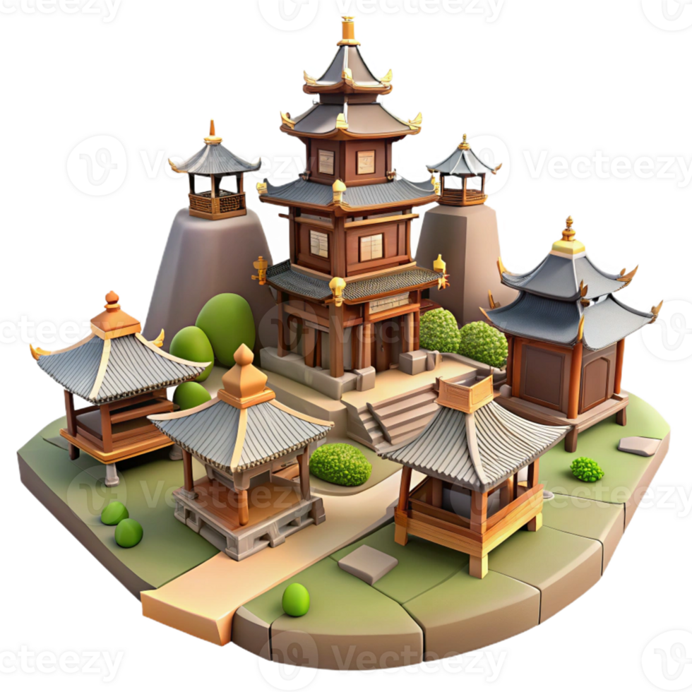 Asian Temple Complex in a Three Dimensional Model of Cultural Design png