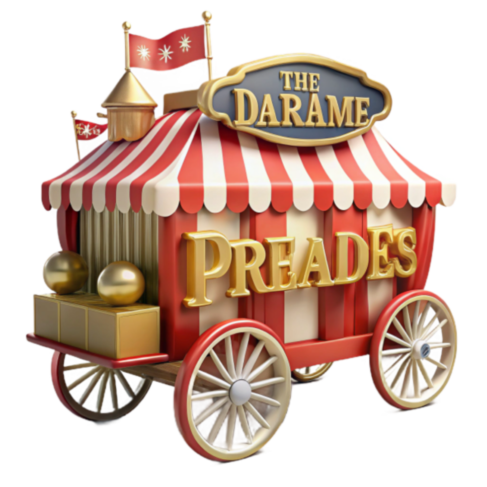 3D Render of a Festive Red and White Striped Concession Cart Illustration png