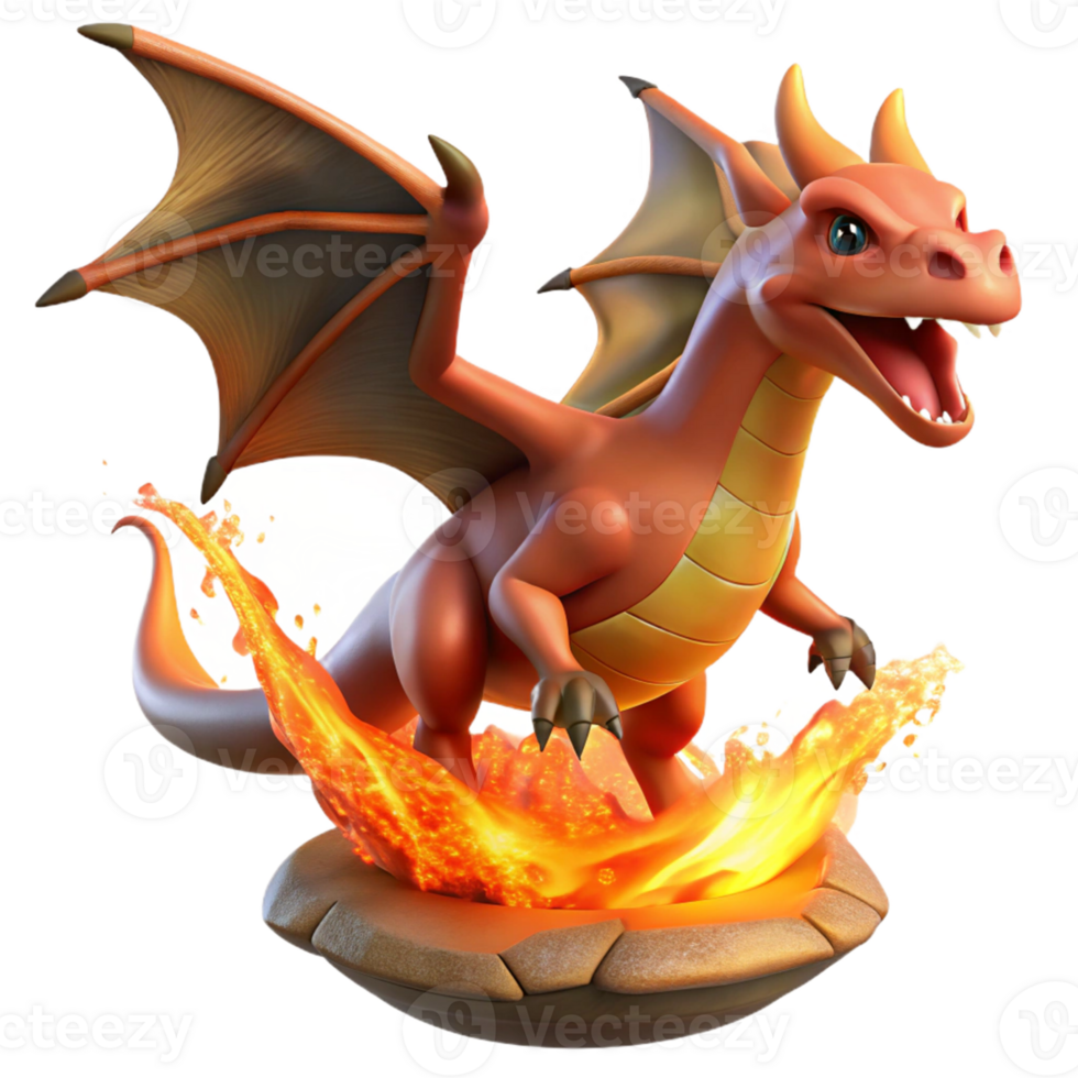 Fiery Dragon as a Fantasy Art Piece with Dynamic Colors and Majestic Form png