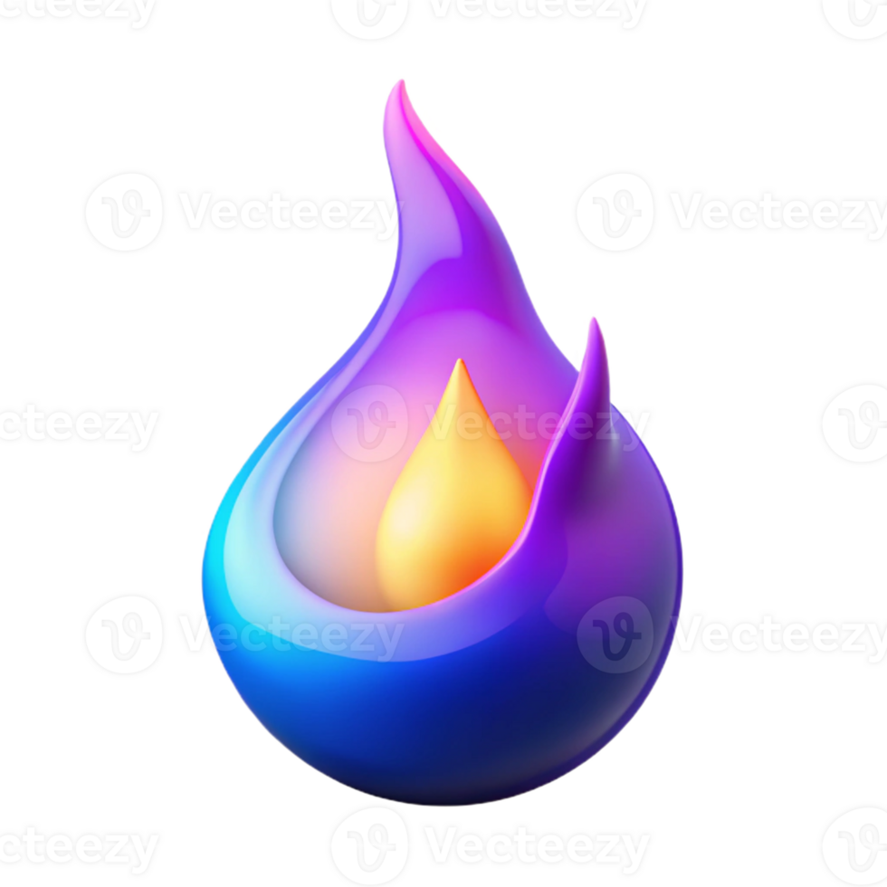 Abstract Flame Vivid Colors 3D Design - A conceptual 3D design of an abstract flame with vivid colors creating a dynamic and modern visual composition png