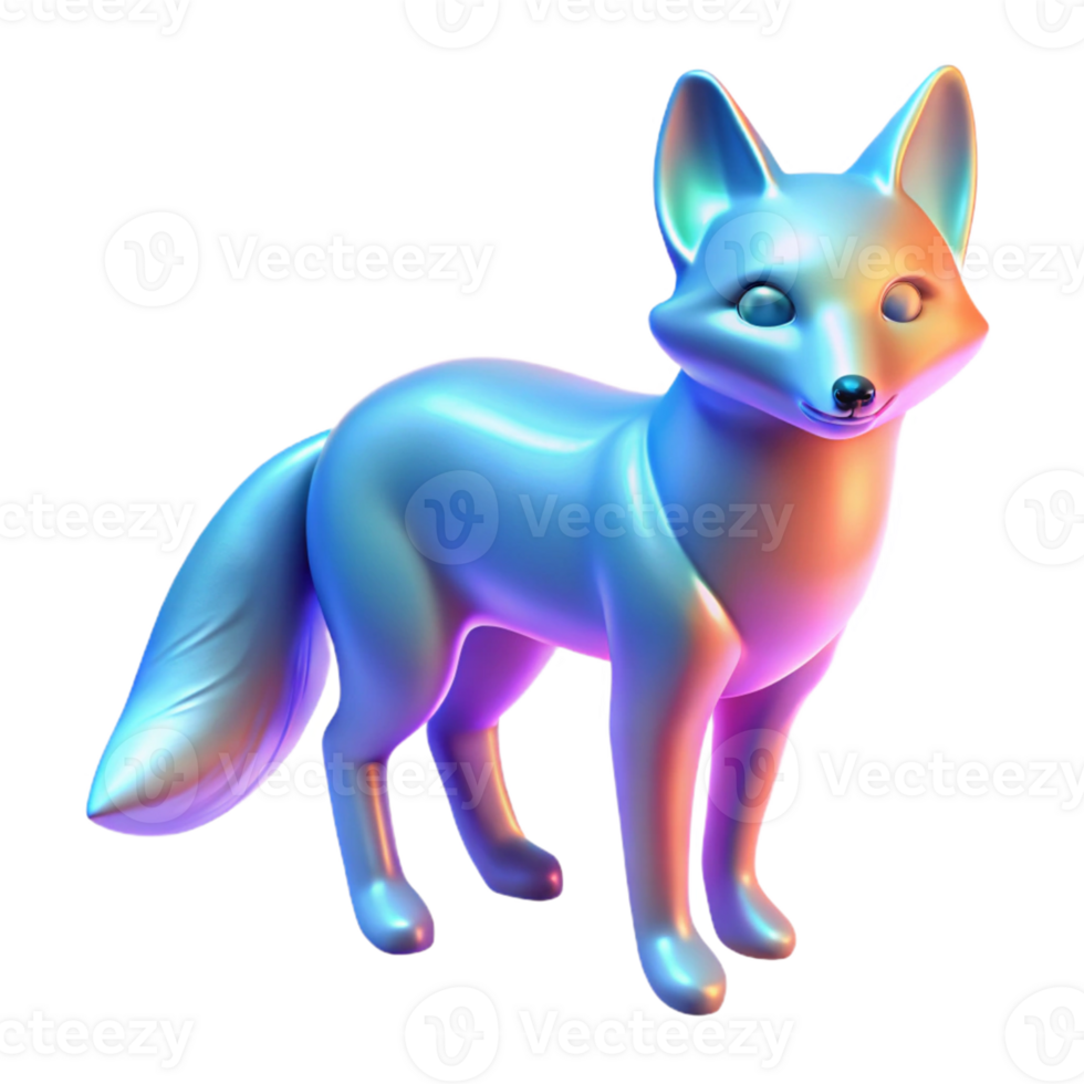 Iridescent Fox Three Dimensional Render in a Stunning Scene of Wildlife png