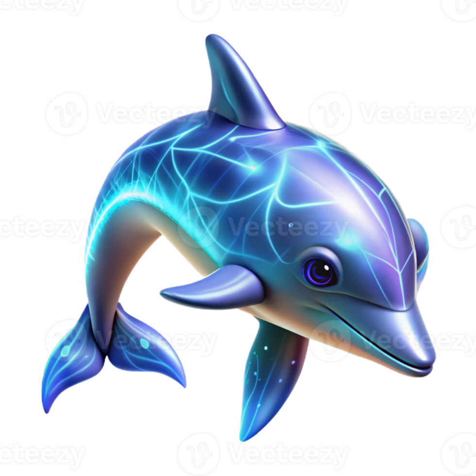 Glowing Dolphin in a Mesmerizing Three Dimensional Render of Oceanic Light png