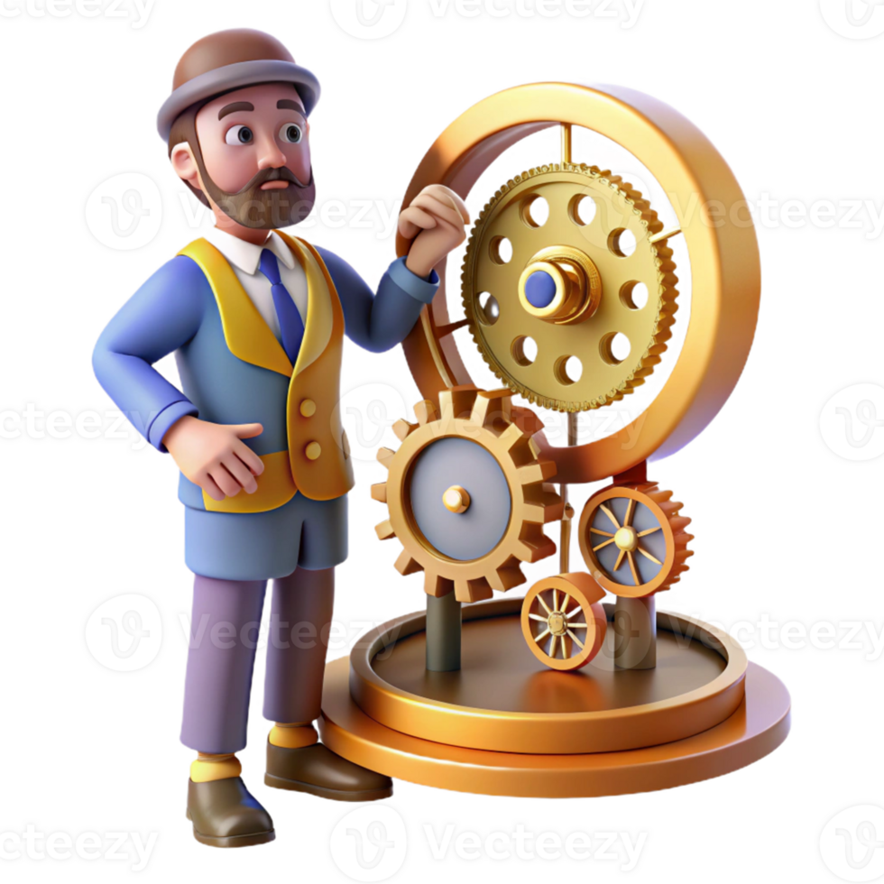 Gears, Mechanism, and Engineering in a Creative Three Dimensional Art Piece of Design png