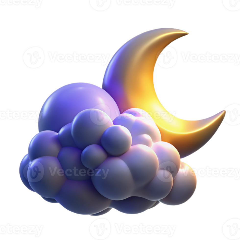 Crescent Moon and Cloud Night Scene - A serene depiction of a crescent moon and cloud in a night scene capturing the essence of tranquility and celestial beauty png