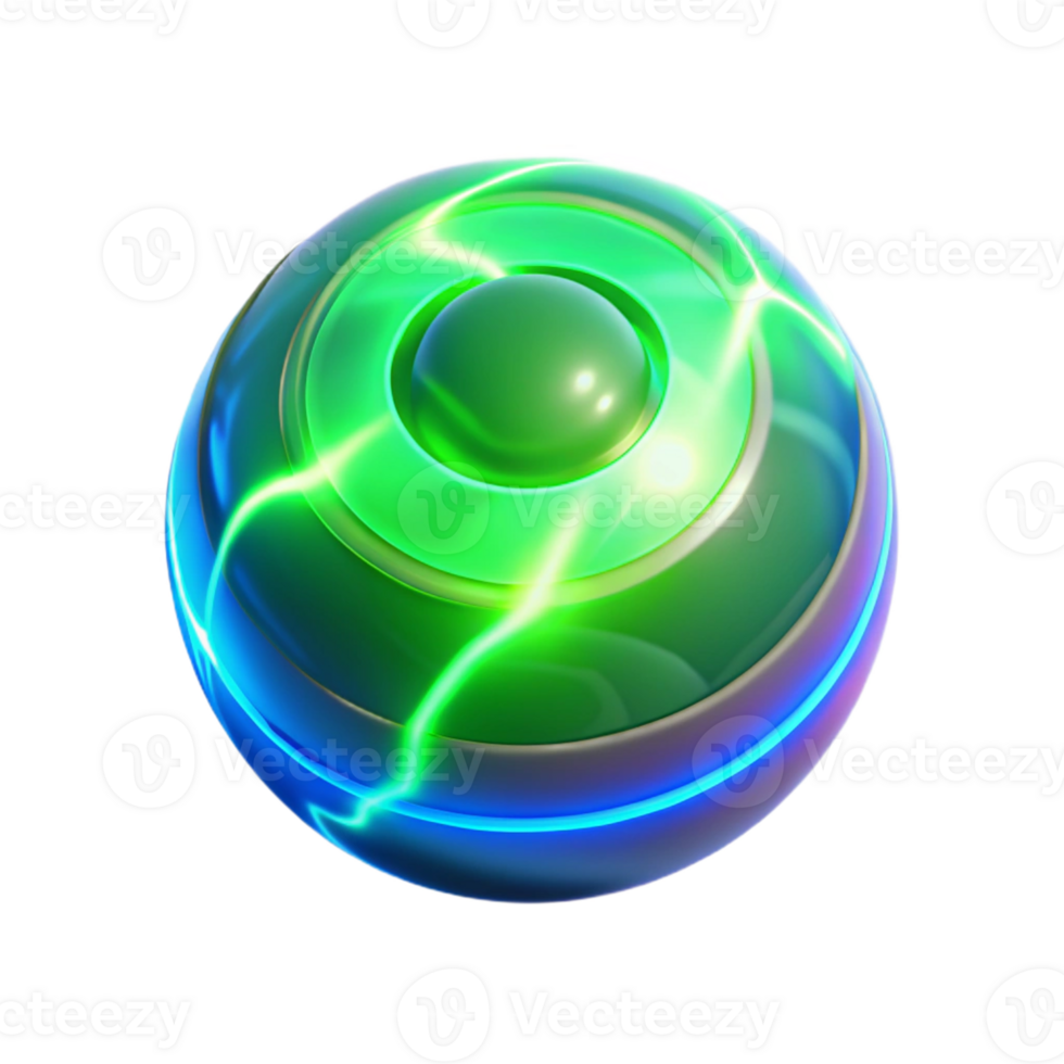 Glowing Orb Energy Sphere A dynamic depiction of an orb navigating a world of energy, its surface glowing with vibrant colors in a digital world. png