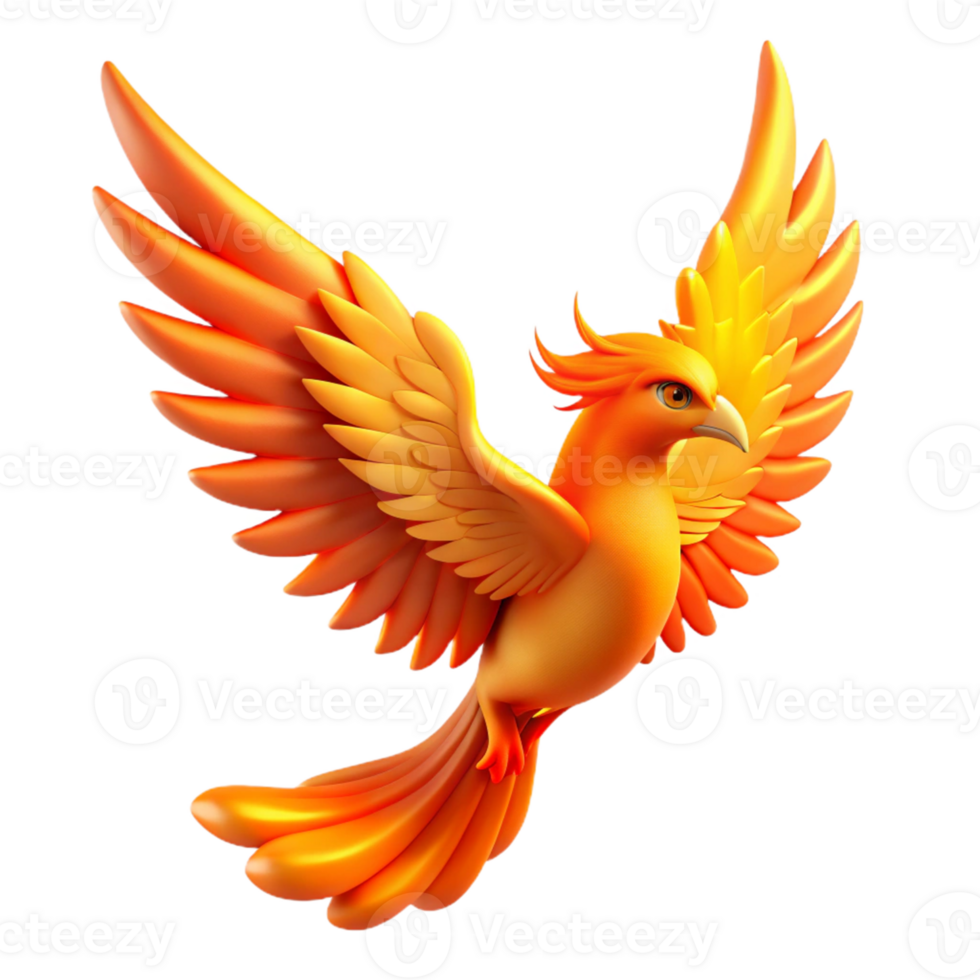 Fiery Bird in Flight in a Dynamic Three Dimensional Scene of Nature png