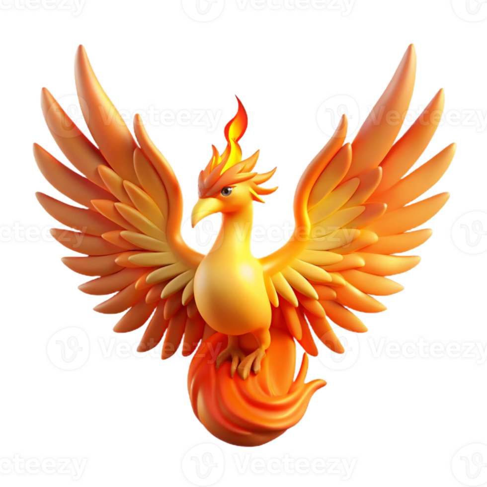 Fiery Phoenix Wings of Mythical Bird in a Majestic Three Dimensional Scene of Beauty png