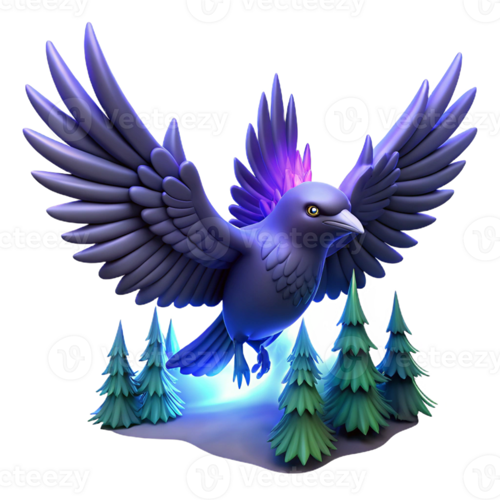 Magical Bird in Winter Forest - A mystical depiction of a bird in a winter forest capturing its enchanting presence and magical atmosphere png