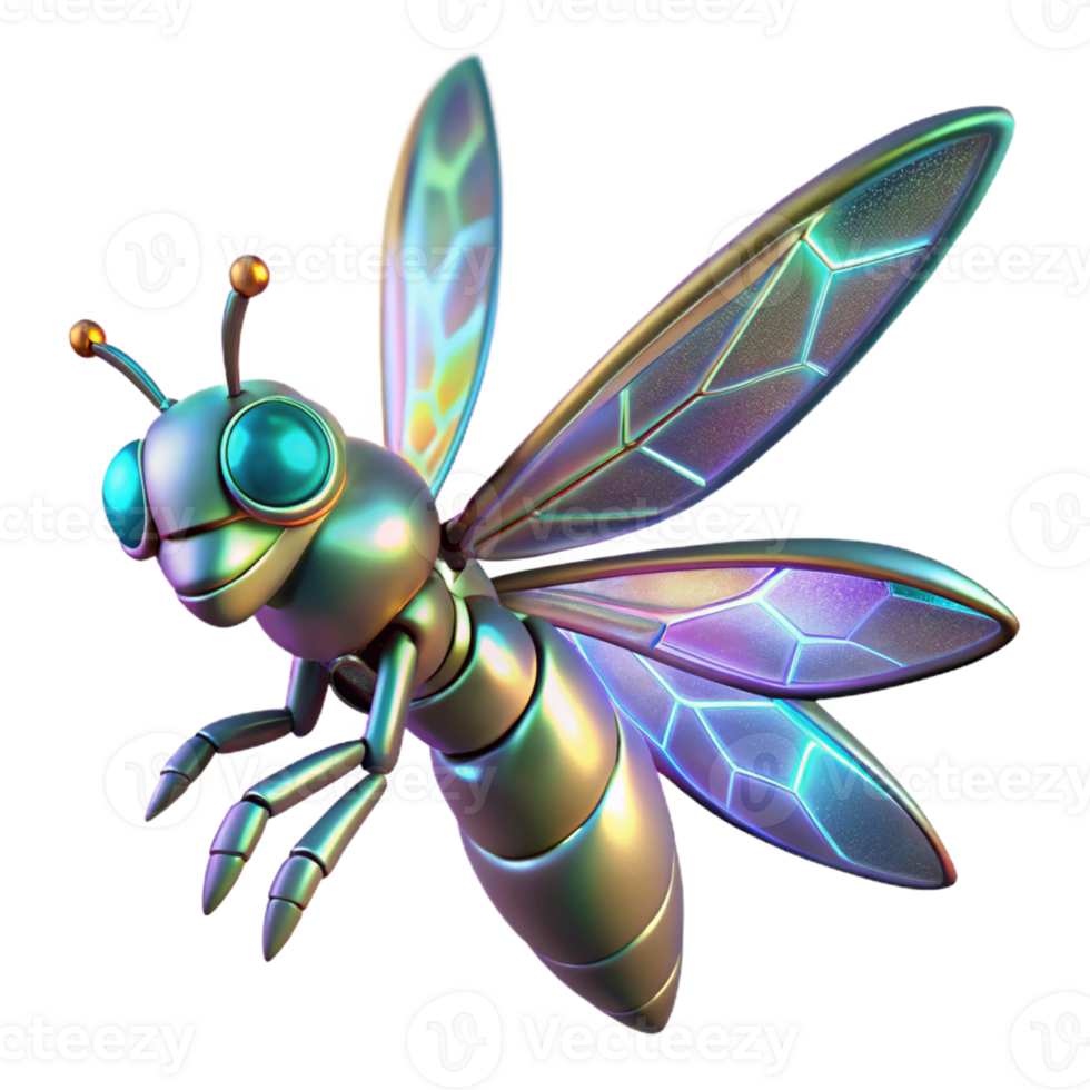 Metallic Insect in a Three Dimensional Render of Futuristic Design png