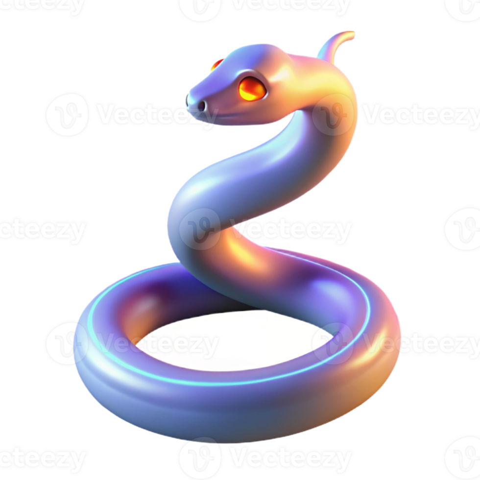 Coiled Serpent 3D Render A dynamic depiction of a serpent navigating a world of coils, captured in a stunning three-dimensional render. png